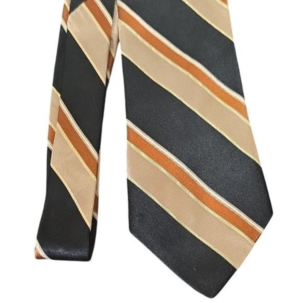Joe‎ by Joseph Abboud Silk Tie Navy Brown Stripe Made in USA 3.5" - Picture 7 of 8